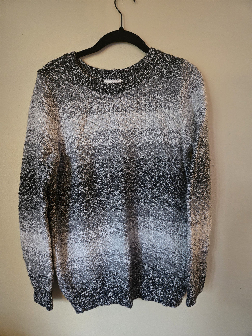 LOFT Ombre Crewneck Sweater - Black & Gray